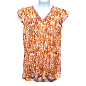 Stella Parker Island Collection Pintuck Dress Womens XL Vacation Cruise Tropical